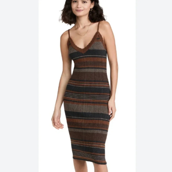 L'Agence Sandi Metallic Knit Striped Midi Dress Size Small EUC - Picture 1 of 5